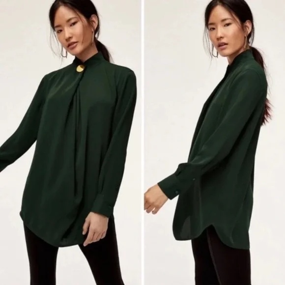 Aritzia Tops - Aritzia - High Neck Blouse with Gold Button Detail - XS